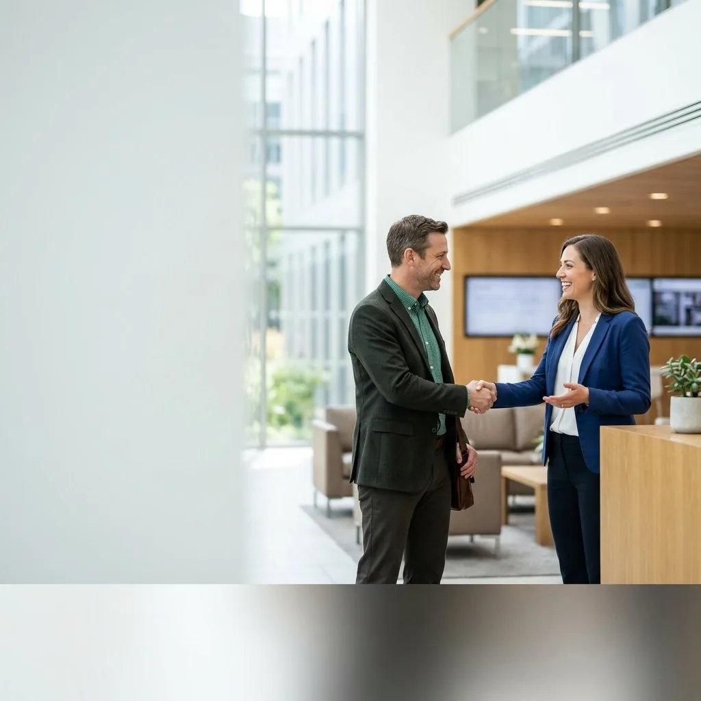 Un profesional recibe a un cliente